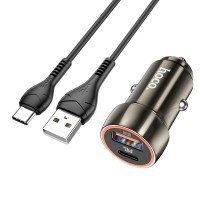  Auto lādētājs Hoco Z46A USB-A/Type-C PD20W+QC3.0 + Type-C grey 